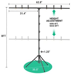 Coliflor T-Shape Portable Backdrop Stand – 8x5.3ft Adjustable Photo Background Stand Kit, Sturdy Small Back Drop Holder with 6 Spring Clamps, Sandbag, Carry Bag for Party, Photography and Video Studio