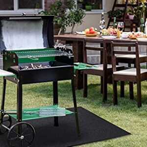 Under the Grill Mat, Fireproof BBQ Rug Ground Protective Anti-Slip Oily Splatter Protection Floor Scratch Prevention for Indoor Outdoor Backyard Deck Garden 124 x 75cm / 48.81 x 29.53inch Black