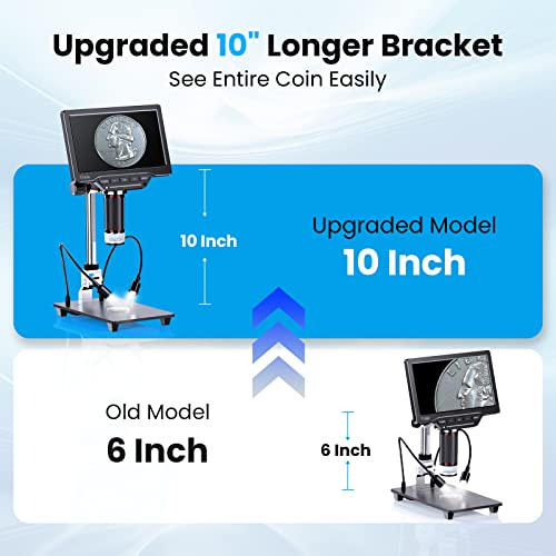 Elikliv EDM201 Pro HDMI Digital Microscope with 10 Inch Stand - 1300X Coin Microscope with Screen, 16MP Resolution, 7" IPS Display, 10 LEDs, TV/Windows/Mac Compatible