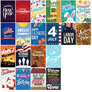 seasonal garden flags set | 20 pack assortment of 12-inch x 18-inch flags | double-sided, polyester, durable