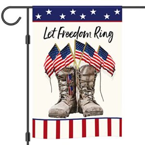 patriotic stripes star freedom american garden flag welcome garden flag 12×18 inch double sided 4th of july independence day memorial day yard outdoor decor (freedom boot)