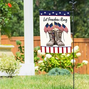 Patriotic Stripes Star Freedom American Garden Flag Welcome Garden Flag 12×18 Inch Double Sided 4th of July Independence Day Memorial Day Yard Outdoor Decor (Freedom Boot)