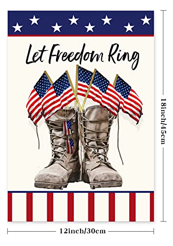 Patriotic Stripes Star Freedom American Garden Flag Welcome Garden Flag 12×18 Inch Double Sided 4th of July Independence Day Memorial Day Yard Outdoor Decor (Freedom Boot)