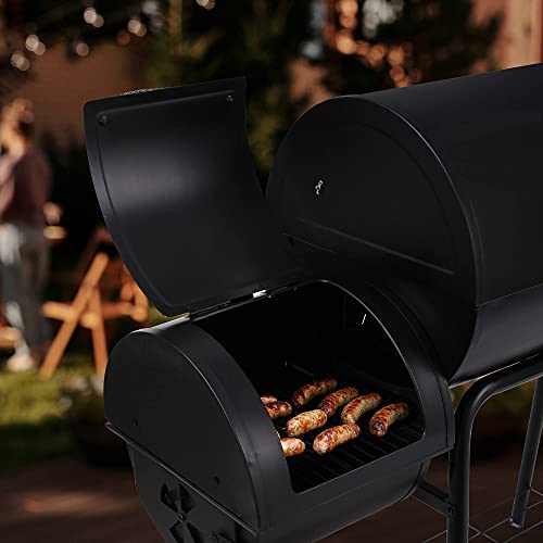 Royal Gourmet CC1830R 30-Inch Barrel Charcoal Grill with Offset Smoker, 811 Square Inches Cooking Area in Total for Outdoor Garden Patio and Backyard Cooking, Black