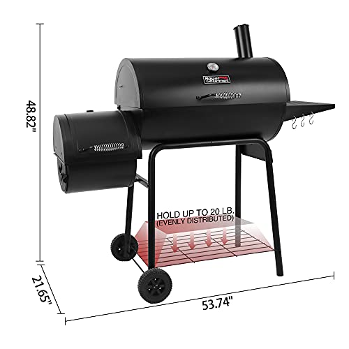 Royal Gourmet CC1830R 30-Inch Barrel Charcoal Grill with Offset Smoker, 811 Square Inches Cooking Area in Total for Outdoor Garden Patio and Backyard Cooking, Black