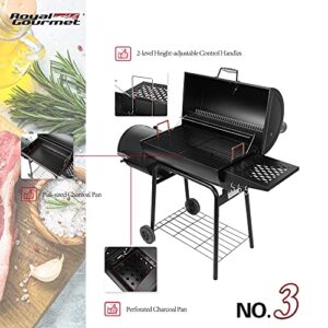 Royal Gourmet CC1830R 30-Inch Barrel Charcoal Grill with Offset Smoker, 811 Square Inches Cooking Area in Total for Outdoor Garden Patio and Backyard Cooking, Black