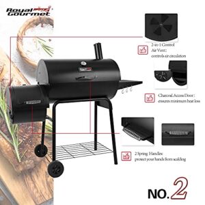 Royal Gourmet CC1830R 30-Inch Barrel Charcoal Grill with Offset Smoker, 811 Square Inches Cooking Area in Total for Outdoor Garden Patio and Backyard Cooking, Black