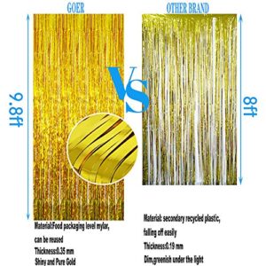 GOER 3.2 ft x 9.8 ft Metallic Tinsel Foil Fringe Curtains Party Photo Backdrop Party Streamers for Birthday,Graduation,New Year Eve Decorations Wedding Decor (Gold,5 pcs)