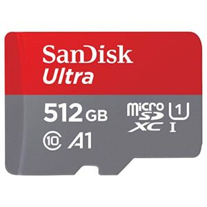 sandisk 512gb ultra microsdxc uhs-i memory card with adapter – up to 150mb/s, c10, u1, full hd, a1, microsd card – sdsquac-512g-gn6ma