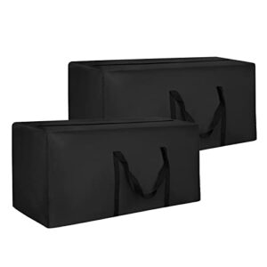 2 pack rectangular outdoor cushion storage bag 68″ l x 30″ w x 20″ h extra large patio furniture cushion storage bag waterproof garden cushion storage covers with zipper and handles black