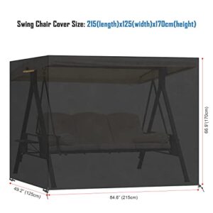 VANSHEIM Outdoor Swing Cover 3 Triple Seater Hammock Cover Garden Swing Covers for 3 Seater Waterproof Windproof Anti-UV Heavy Duty Oxford Fabric Patio Furniture Cover 84.6"x49.2"x66.9"