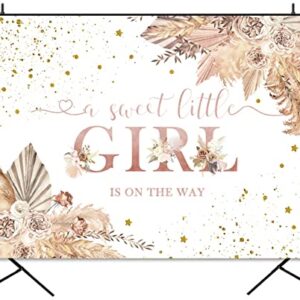 Sensfun Boho Baby Shower Backdrop It's a Girl Background Watercolor Pampas Grass Floral Baby Shower Party Cake Table Decoration Banner Photo Booth Props (7x5ft)
