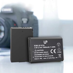 LP-E10 Battery Rechargeable, LP Charger Compatible with Canon EOS Rebel T7, T6, T5, T3, T100, 4000D, 3000D, 2000D, 1500D, 1300D, 1200D, 1100D & More (Not for T3i T5i T6i T6s T7i)