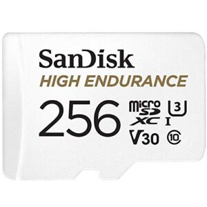sandisk 256gb high endurance video microsdxc card with adapter for dash cam and home monitoring systems – c10, u3, v30, 4k uhd, micro sd card – sdsqqnr-256g-gn6ia