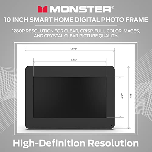 Monster Smart Home 16 GB Digital Photo Frame, High Definition 1280p Smart Picture Frame-10 inch