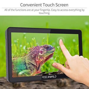 FEELWORLD F6 Plus 6 inch DSLR Camera Field Touch Screen Monitor with HDR 3D Lut Small Full HD 1920x1080 IPS Video Peaking Focus Assist 4K HDMI 8.4V DC Input Output Include Tilt Arm