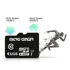 Micro Center 32GB Class 10 Micro SDHC Flash Memory Card with Adapter for Mobile Device Storage Phone, Tablet, Drone & Full HD Video Recording - 80MB/s UHS-I, C10, U1 (2 Pack)