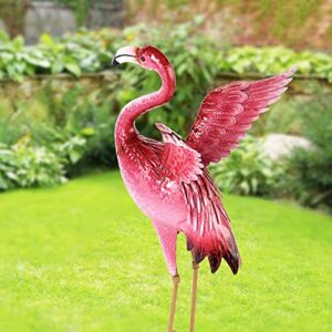 Natelf Garden Flamingo Statues and Sculptures, Outdoor Metal Bird Yard Art, Pink Flamingo Lawn Ornament for Patio Backyard Porch Decorations