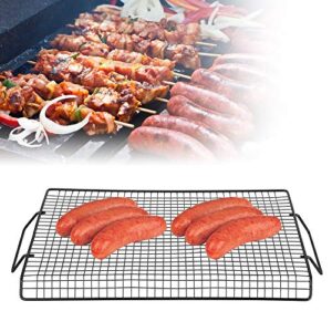 Barbecue Net, Portable Handle Iron Non-Stick BBQ Rack Barbecue Wire Mesh Grill Net for Family Gatherings, Garden Parties, picnics and Camping.