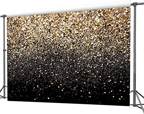 CYLYH 8X6ft Black and Gold Backdrop Glitter Backdrop Golden Spots Backdrop Vintage Background Graduation Prom Wedding Glitter Dot Party Decor D417