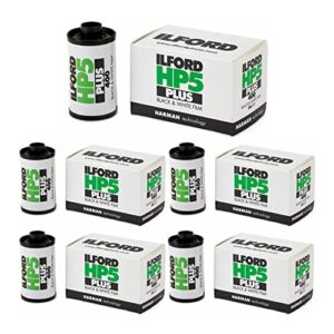 ilford hp5 plus iso 400 black and white 35mm roll film bundle (36 exposures, 5-pack) (5 items)