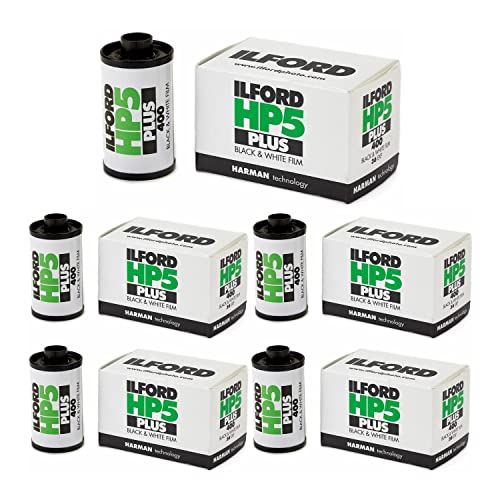 Ilford HP5 Plus ISO 400 Black and White 35mm Roll Film Bundle (36 Exposures, 5-Pack) (5 Items)