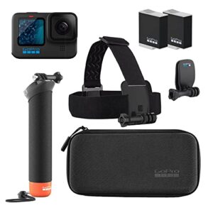 gopro hero11 black accessory bundle – includes extra enduro battery (2 total), the handler (floating hand grip), headstrap + quick clip, and carrying case