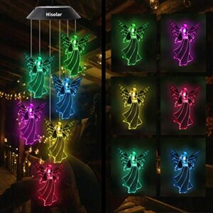 hisolar angel solar wind chimes light color changing solar mobile waterproof led solar powered wind chimes for home party yard garden decor,gifts for mom birthday gifts