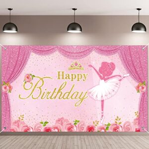 tatuo ballerina birthday party decorations photography backdrops ballet girls backdrop supplies dance for baby shower supplies, pink, 60×32 inches