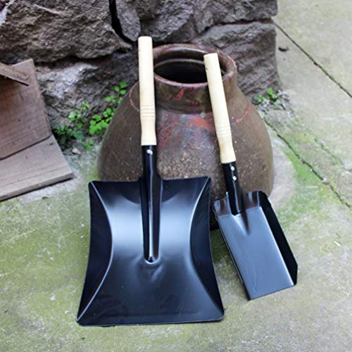 Yardwe Metal Dustpan, BBQ Grill Ash Pan Carbon Steel Ash Coal Fireplace Shovel Charcoal Grill Accessories Garden Hand Tools 1PCS (Large Shovel)