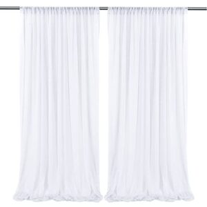 10ft x 10ft white chiffon backdrop curtains, wrinkle-free sheer chiffon fabric curtain drapes for wedding ceremony arch party stage decoration