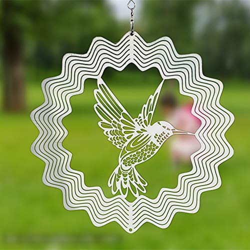 Kinetic Stainless Steel Wind Spinner-3D Hummingbird Indoor Outdoor Garden Decoration Crafts Ornaments Gifts