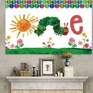 Cartoon Very Hungry Little Green Caterpillar Happy Birthday Banner Backdrop Photo Studio Booth Props Insects Theme Decor for Baby Shower 1st Birthday Party Background Supplies Favors Decorations