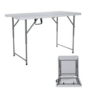 aoeiye tl-122c 4ft folding table plastic fold in half w/handle heavy duty portable indoor outdoor for garden party picnic camping bbq dining kitchen wedding market event
