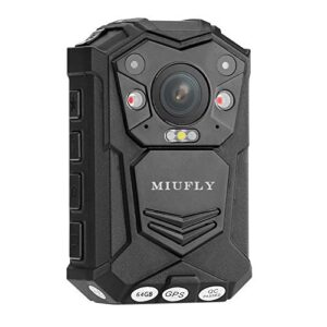 miufly 1296p police body camera with 2 inch display, night vision, built in 64g memory and gps for law enforcement