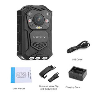 MIUFLY 1296P Police Body Camera with 2 Inch Display, Night Vision, Built in 64G Memory and GPS for Law Enforcement