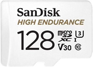 sandisk 128gb high endurance video microsdxc card with adapter for dash cam and home monitoring systems – c10, u3, v30, 4k uhd, micro sd card – sdsqqnr-128g-gn6ia