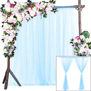 baby blue tulle backdrop curtain for baby shower boys birthday party baby blue sheer backdrop curtains drapes for party photoshoot background decorations 2 panels 5ft x 8 ft