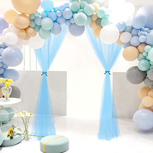 Baby Blue Tulle Backdrop Curtain for Baby Shower Boys Birthday Party Baby Blue Sheer Backdrop Curtains Drapes for Party Photoshoot Background Decorations 2 Panels 5ft X 8 ft