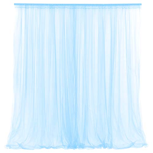 Baby Blue Tulle Backdrop Curtain for Baby Shower Boys Birthday Party Baby Blue Sheer Backdrop Curtains Drapes for Party Photoshoot Background Decorations 2 Panels 5ft X 8 ft