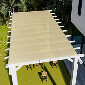 e&k sunrise 8′ x 17′ sun shade sail- beige straight edge rectangle uv block durable awning perfect for canopy outdoor garden backyard-180gsm-customized
