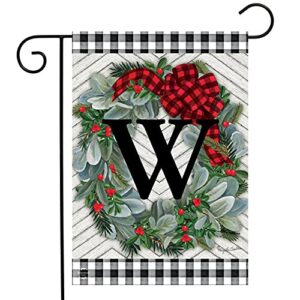 winter wreath monogram letter w garden flag 18″ x 12.5″ briarwood lane