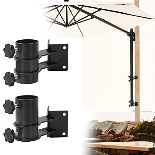 Patio Umbrella Holder, 2 Pcs Adjustable Outdoor Deck Umbrella Corner Mount,2.2'' Diameter in Heavy-Duty Umbrella Clip,Umbrella Base,Umbrella Clamp Mount for Wood Railing, Bracket Backyard or Garden