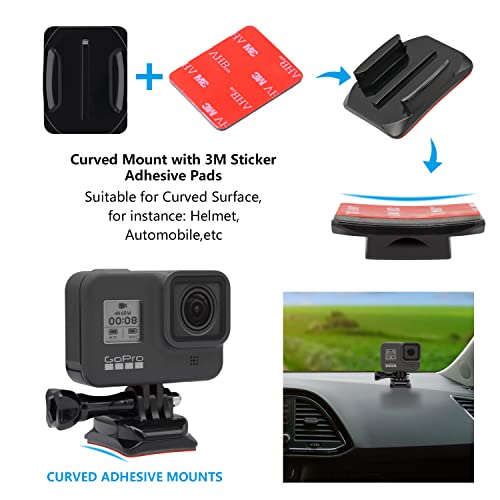 Haoyou Curved Adhesive Helmet Mount Compatible with Gopro Hero 11,10, 9, 8, 7, 6, 5, 4, 3+, 3 Cameras (6pcs)