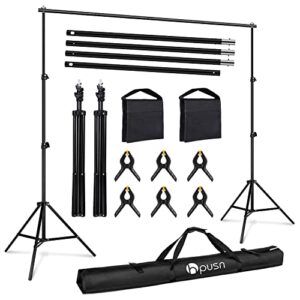 hpusn backdrop stand – 10ft x 7ft adjustable photoshoot backdrop – photo backdrop stand for parties – backdrop includes travel bag, sand bags, clamps – photo video studio