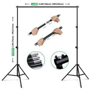 HPUSN Backdrop Stand - 10ft x 7ft Adjustable Photoshoot Backdrop - Photo Backdrop Stand for Parties - Backdrop Includes Travel Bag, Sand Bags, Clamps - Photo Video Studio