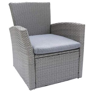 c-hopetree outdoor single sofa chair for outside patio or garden, all weather wicker with cushion, grey