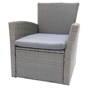 C-Hopetree Outdoor Single Sofa Chair for Outside Patio or Garden, All Weather Wicker with Cushion, Grey