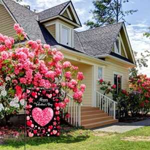 Texupday Happy Valentine's Day Love Heart Decoration Double Sided Garden Flag Outdoor Yard Flag 12" x 18"