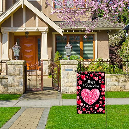 Texupday Happy Valentine's Day Love Heart Decoration Double Sided Garden Flag Outdoor Yard Flag 12" x 18"